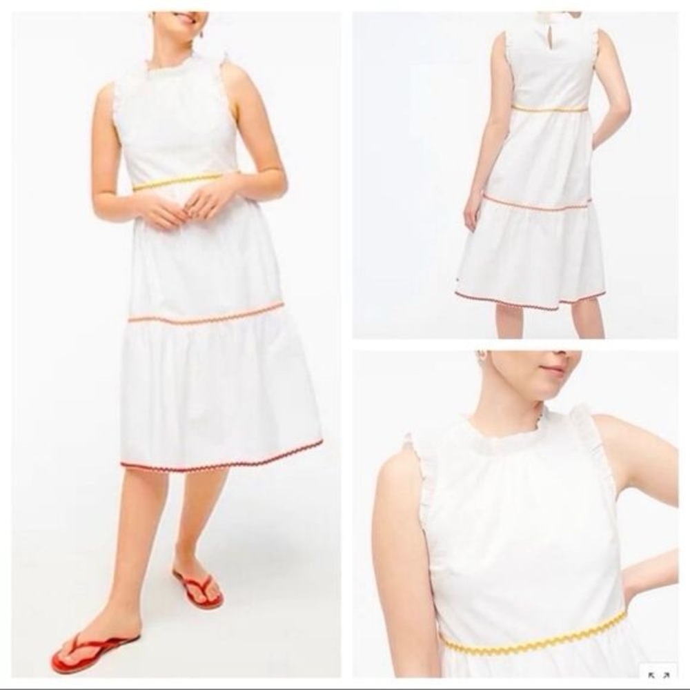 J Crew Tiered Midi Ruffle Rickrack Dress - Picture 5 of 5